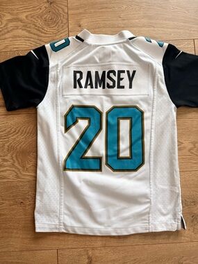 Nike Kids Jalen Ramsey Jaguar Football Jersey White with Teal & Black #20